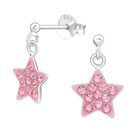 Stern Kinder Ohrringe mit Kristallen 925 Silber