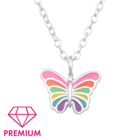 Schmetterlinge Kinder Premium Halskette 925 Silber