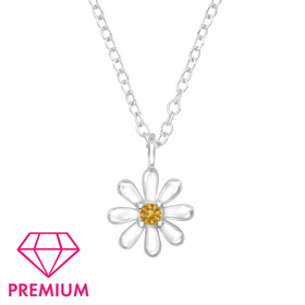 Blumen Kinder Premium Halskette 925 Silber