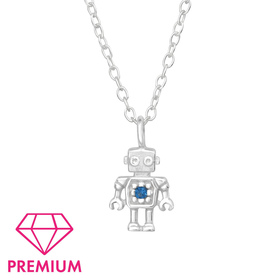 Roboter Kinder Premium Halskette 925 Silber