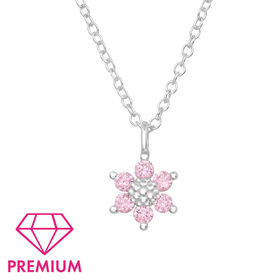 Blumen Kinder Premium Halskette 925 Silber