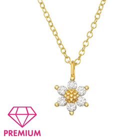 Blumen Kinder Premium Halskette 925 Silber