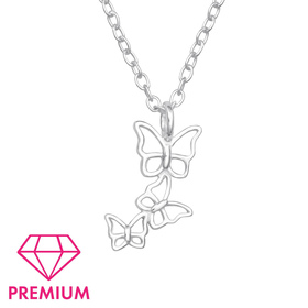 Schmetterlinge Kinder Premium Halskette 925 Silber