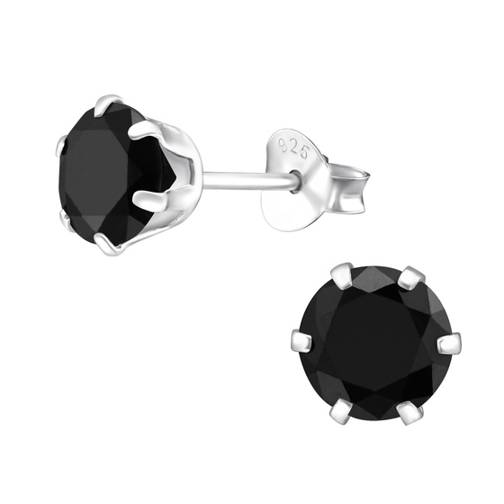 Auf dem Bild zu sehen sind Damen Ohrringe Zirkonia Ohrstecker aus 925 Sterling Silver echt Silber mit 2 Kristallen