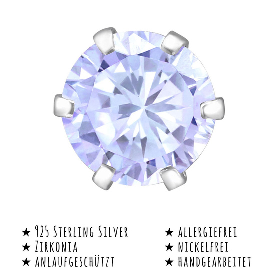 Das Bild mit Beschreibung zeigt Damen Ohrringe Zirkonia Ohrstecker aus 925 Sterling Silver echt Silber mit 2 Kristallen
