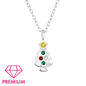 Weihnachtsbaum Kinder Premium Halskette 925 Silber