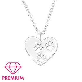 Pfote Kinder Premium Halskette 925 Silber