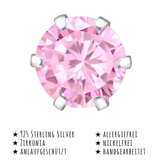 Das Bild mit Beschreibung zeigt Kinder Ohrringe Zirkonia Ohrstecker aus 925 Sterling Silver echt Silber mit 2 Kristallen