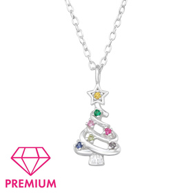 Weihnachtsbaum Kinder Premium Halskette 925 Silber