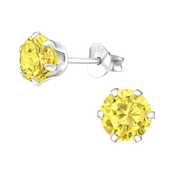 Auf dem Bild zu sehen sind Kinder Ohrringe Zirkonia Ohrstecker aus 925 Sterling Silver echt Silber mit 2 Kristallen