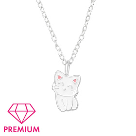 Katzen Kinder Premium Halskette 925 Silber