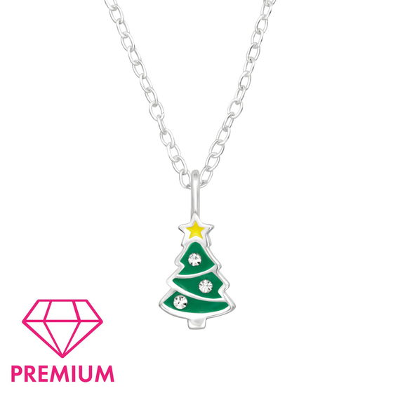 Weihnachtsbaum Kinder Premium Halskette 925 Silber