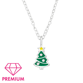 Weihnachtsbaum Kinder Premium Halskette 925 Silber