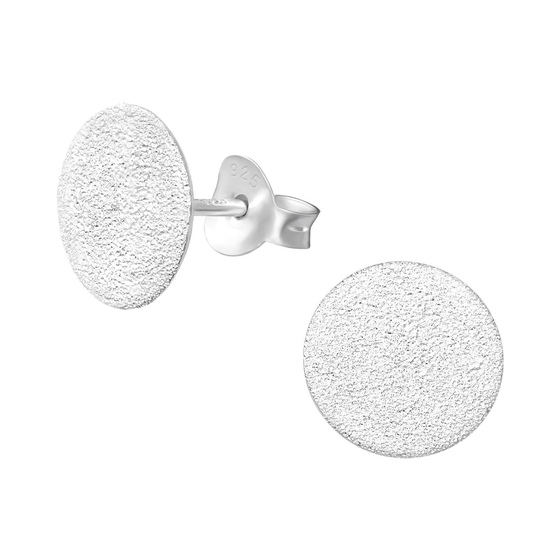 Auf dem Bild zu sehen sind Damen Ohrringe Kreis Ohrstecker aus 925 Sterling Silver echt Silber mit Struktur