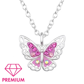 Schmetterlinge Kinder Premium Halskette 925 Silber