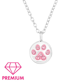 Pfote Kinder Premium Halskette 925 Silber