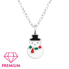 Schneemann Kinder Premium Halskette 925 Silber