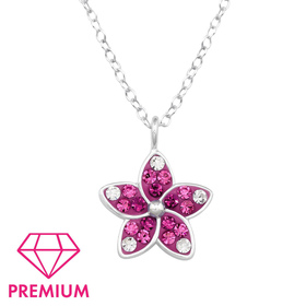 Blumen Kinder Premium Halskette 925 Silber