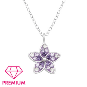 Blumen Kinder Premium Halskette 925 Silber
