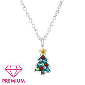 Weihnachtsbaum Kinder Premium Halskette 925 Silber