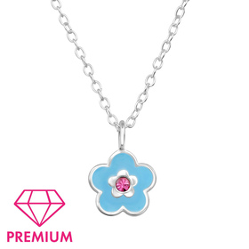 Blumen Kinder Premium Halskette 925 Silber