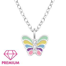 Schmetterlinge Kinder Premium Halskette 925 Silber