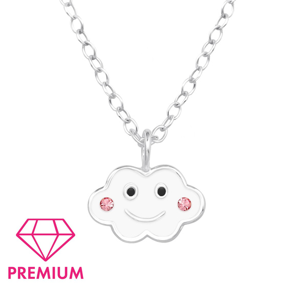 Wolken-Smiley Kinder Premium Halskette 925 Silber