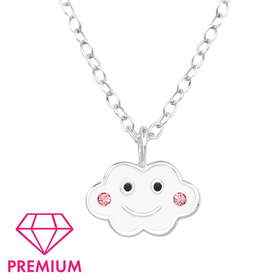Wolken-Smiley Kinder Premium Halskette 925 Silber