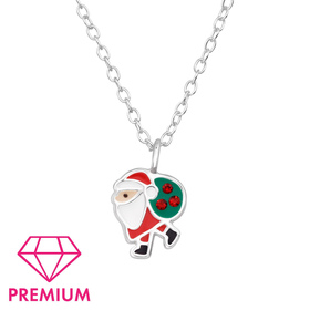 Weihnachtsmann Kinder Premium Halskette 925 Silber