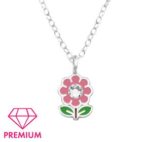 Blumen Kinder Premium Halskette 925 Silber