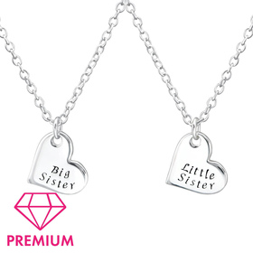 Schwester Liebe Kinder Premium Halskette 925 Silber