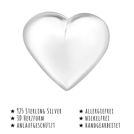 Das Bild mit Beschreibung zeigt Kinder Ohrringe Herz Ohrstecker aus 925 Sterling Silver echt Silber