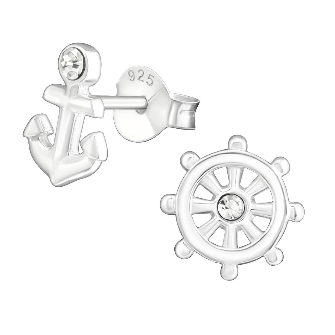 Anker und Steuerrad Kinder-Ohrringe aus 925 Silber