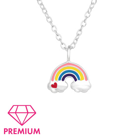Regenbogen Kinder Premium Halskette 925 Silber