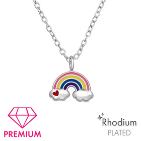 Regenbogen Kinder Premium Halskette 925 Silber