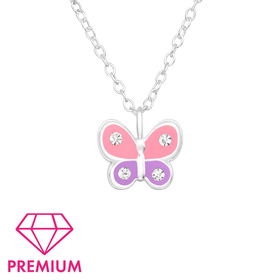 Schmetterling Kinder Premium Halskette 925 Silber