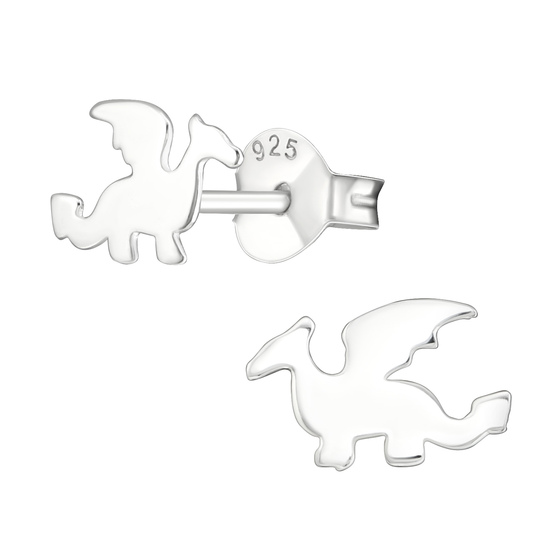 Auf dem Bild zu sehen sind Kinder Ohrringe Drache Ohrstecker aus 925 Sterling Silver echt Silber