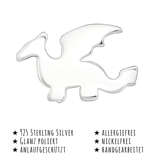 Das Bild mit Beschreibung zeigt Kinder Ohrringe Drache Ohrstecker aus 925 Sterling Silver echt Silber