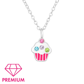 Cupcake Kinder Premium Halskette 925 Silber