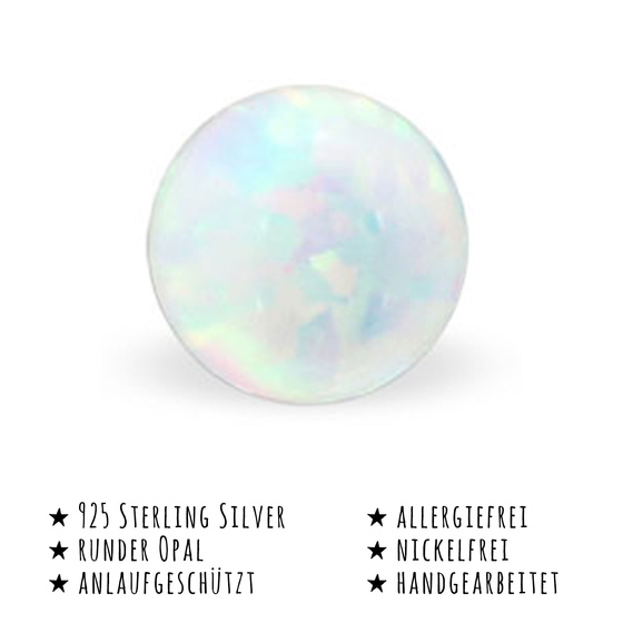 Das Bild mit Beschreibung zeigt Kinder Ohrringe Kugel Ohrstecker aus 925 Sterling Silver echt Silber mit 2 Opalen