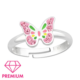 Schmetterling Kinder Premium Ring 925 Silber - Gr��e 2,5