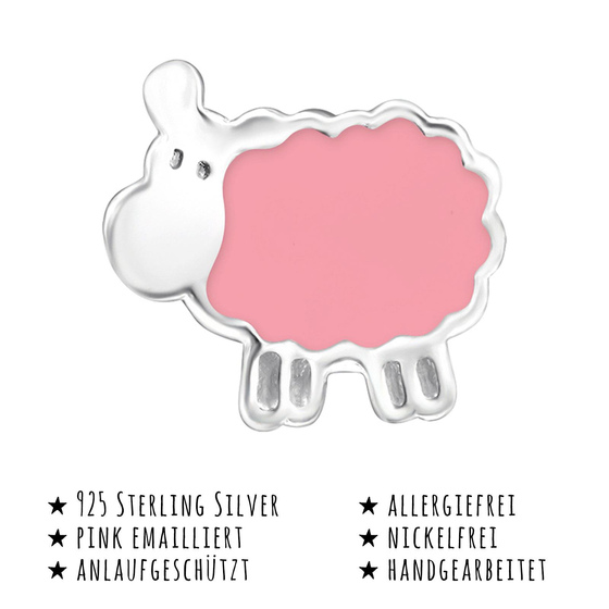 Das Bild mit Beschreibung zeigt Kinder Ohrringe Schaf Ohrstecker aus 925 Sterling Silver echt Silber