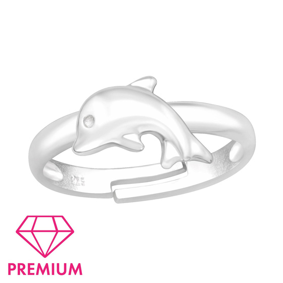 Delfin Kinder Premium Ring 925 Silber - Gre 4