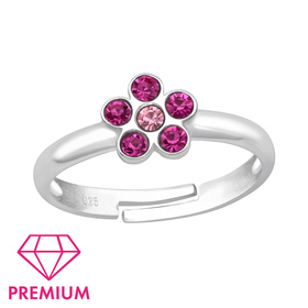Blume Kinder Premium Ring 925 Silber - Gre 2,5