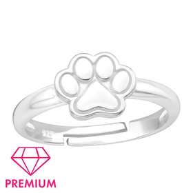 Pfotenabdruck Kinder Premium Ring 925 Silber - Gr��e 4