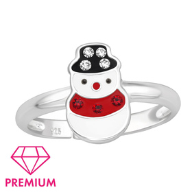 Schneemann Kinder Premium Ring 925 Silber - Gre 4