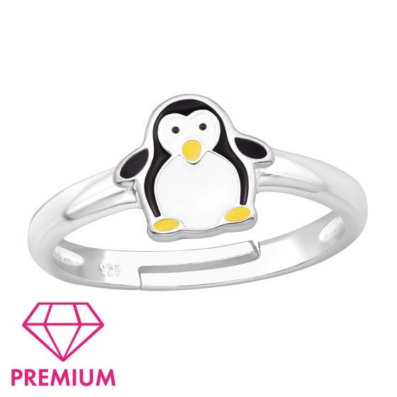 Pinguin Kinder Premium Ring 925 Silber - Gre 4
