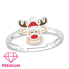 Rentier Kinder Premium Ring 925 Silber - Gr��e 4