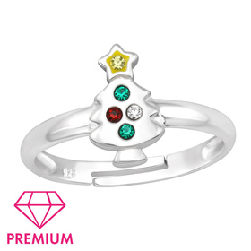 Weihnachtsbaum Kinder Premium Ring 925 Silber - Gre 4