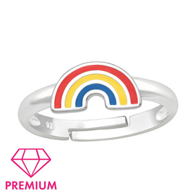 Regenbogen Kinder Premium Ring 925 Silber - Gre 4